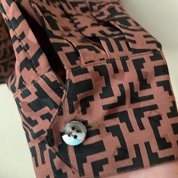 Christian Dior Beautiful Vintage Brown Silk PussyBow Long Sleeve Blouse Size 12 - Picture 5 of 5